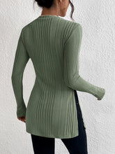 Split Hem Ribbed Knit Tee